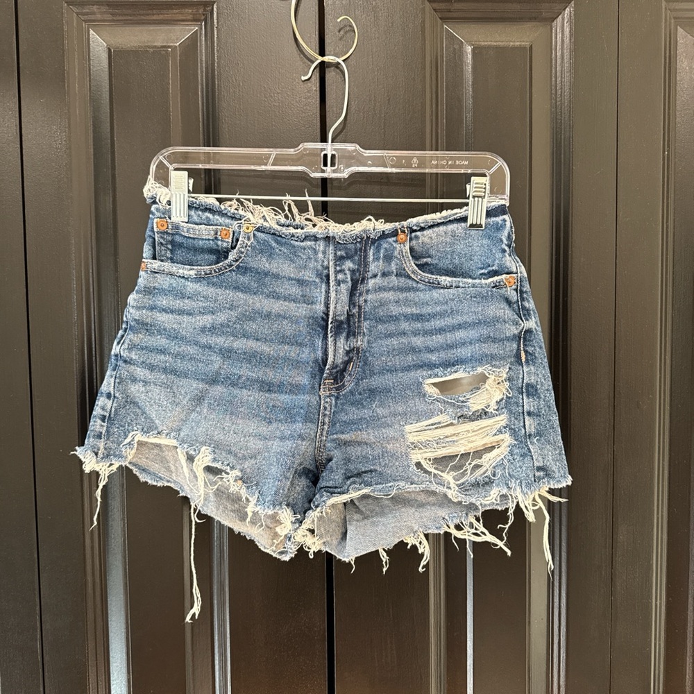 American Eagle Outfitters Blue Distressed Jean Shorts